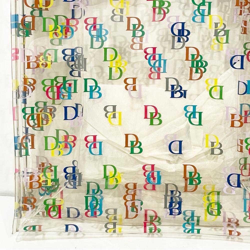 Dooney & Bourke Vintage Clear DB Monogram Multi-color Small Tote Shoulder Bag - Picture 2 of 3